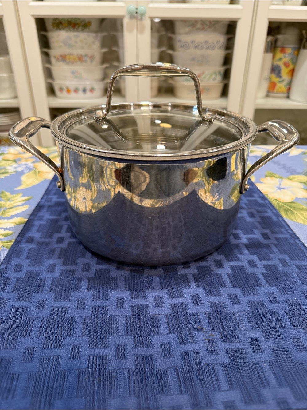 Pampered Chef Stainless Steel 4 qt Casserole with Glass Lid - Silver